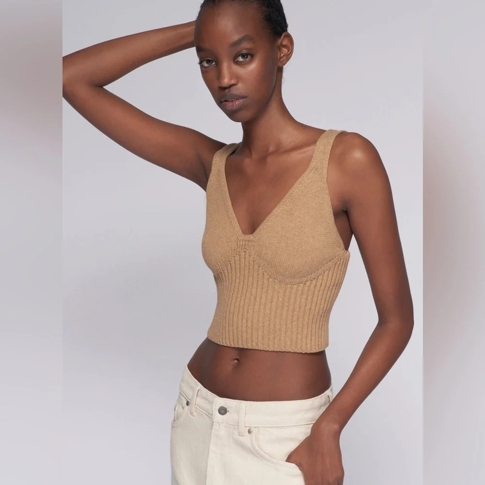 KOTN Tan Ribbed Tank Top